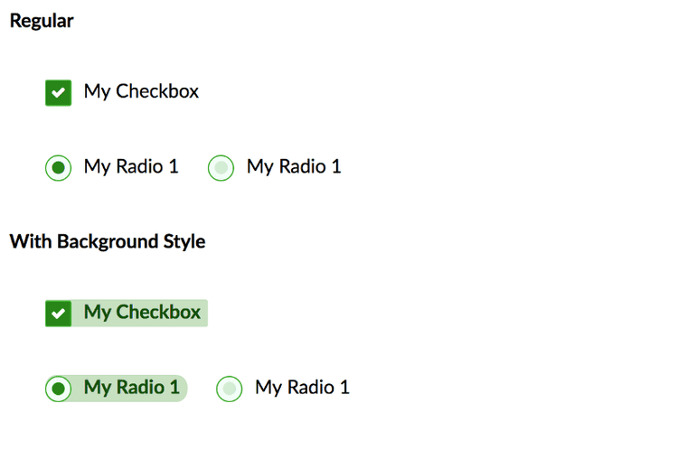 Checkboxes and radio buttons after styling